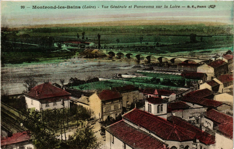 Carte postale ancienne Montrond-les-Bains - Vue Générale et Panorama sur la Loire à Montrond-les-Bains