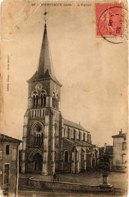 Carte postale ancienne Nervieux - L'Eglise à Nervieux
