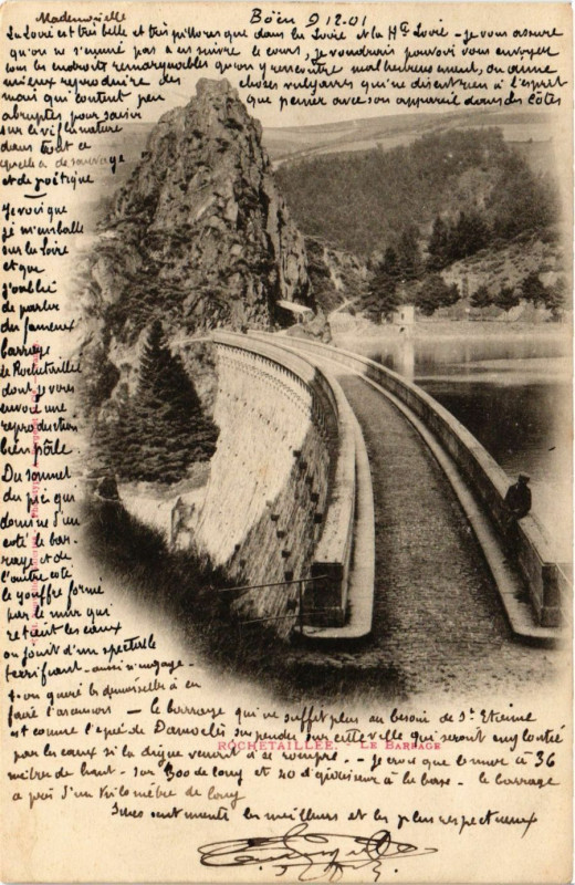 Carte postale ancienne Rochetaillee - Le Barrage à Roche