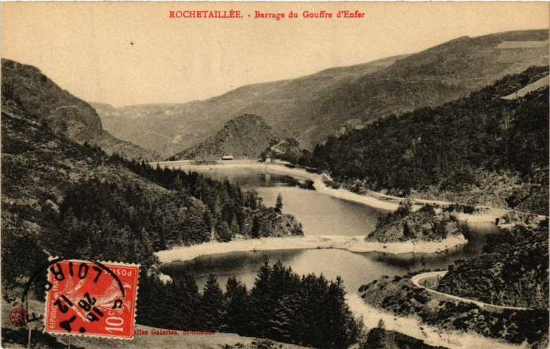 Carte postale ancienne Rochetaillee - Barrage du Gouffre d'Enfer à Roche