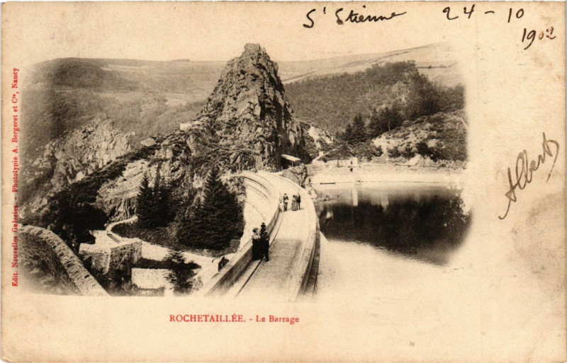 Carte postale ancienne Rochetaillee - Le Barrage à Roche