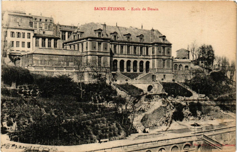 Carte postale ancienne Saint-Etienne - Ecole de Dessin à Saint-Étienne