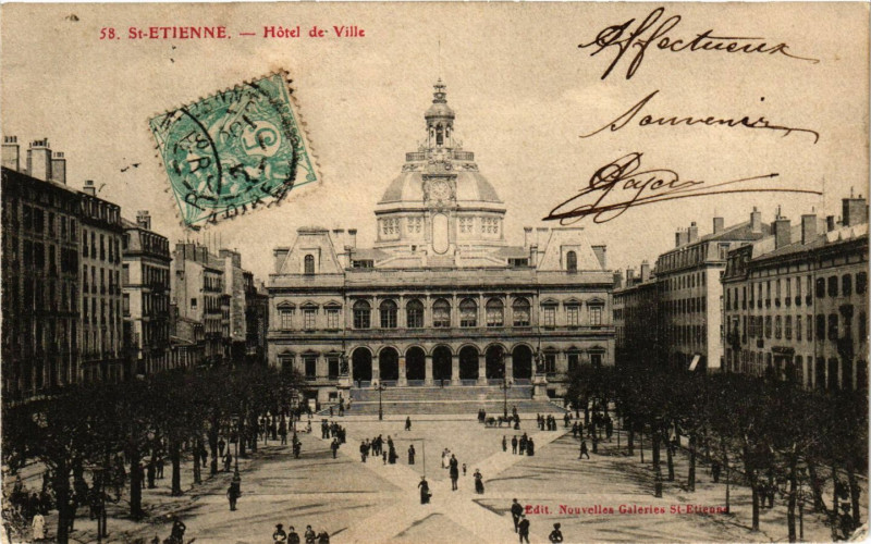 Carte postale ancienne Saint-Etienne - Hotel de Ville à Saint-Étienne