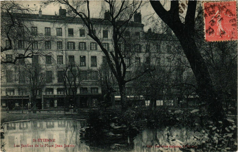 Carte postale ancienne Saint-Etienne - Jardin de la Place Jean-Jaures à Saint-Étienne