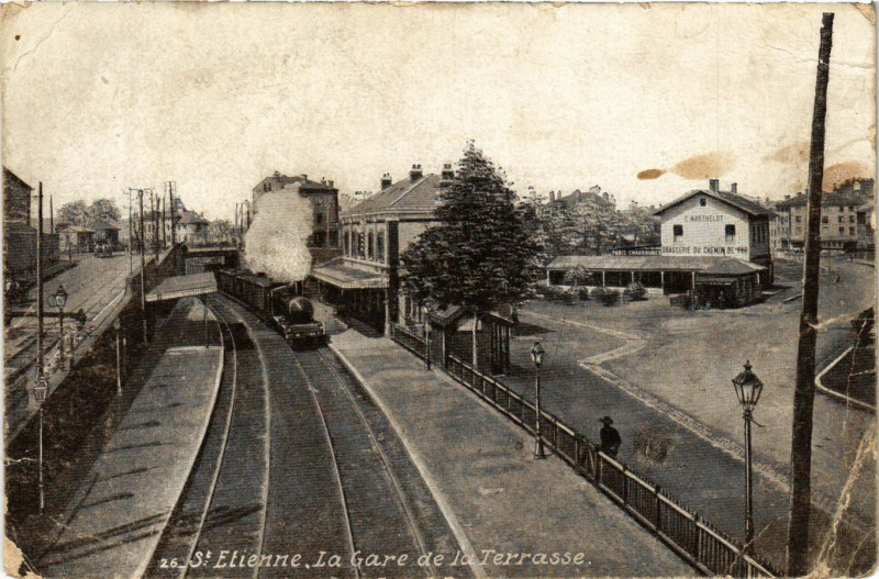 Carte postale ancienne Saint-Etienne - La Gare de la Terrassse à Saint-Étienne