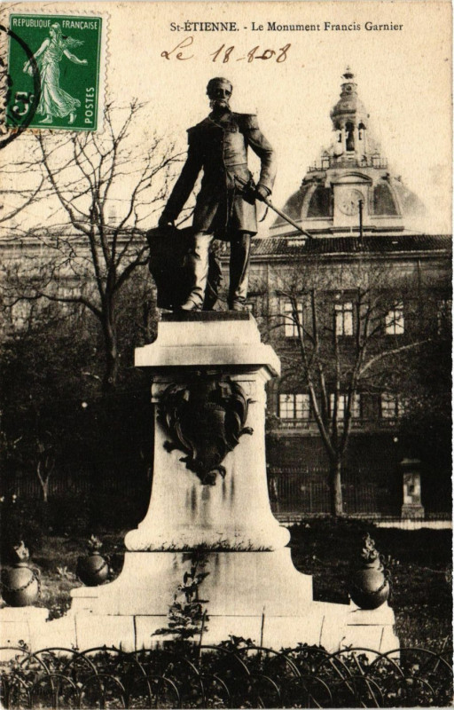 Carte postale ancienne Saint-Etienne - Le Monument Francis Garnier à Saint-Étienne