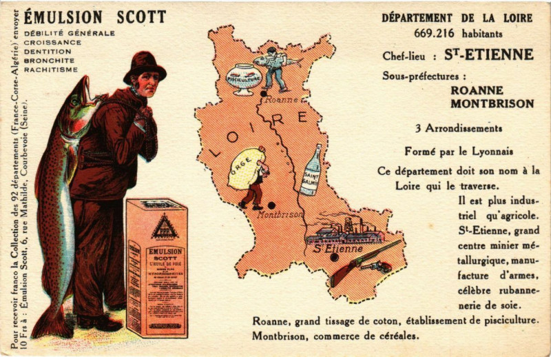 Carte postale ancienne Département de la Loire