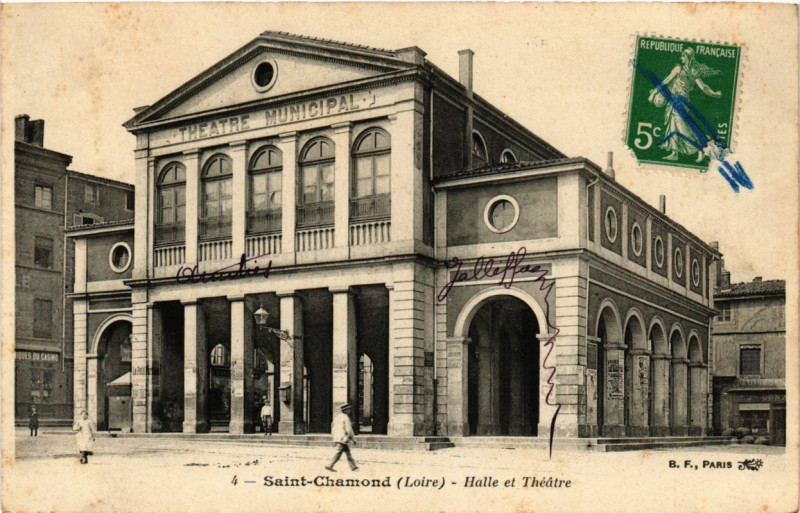 Carte postale ancienne Saint-Chamond - Halle et Théatre à Saint-Chamond