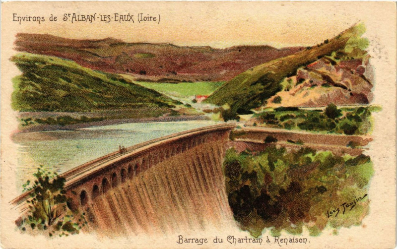 Carte postale ancienne Environs de St-Alban-les-Eaux - Barrage du Chartrain a Renaison à Renaison