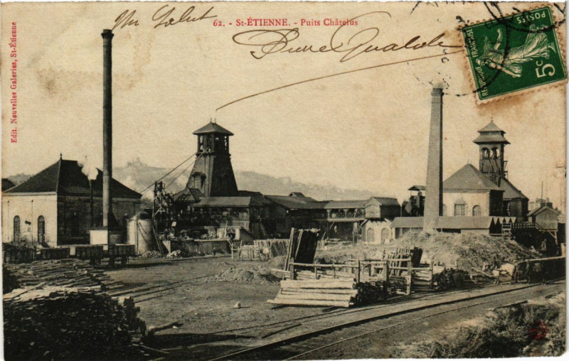 Carte postale ancienne St-Etienne - Puits Chatelus à Châtelus
