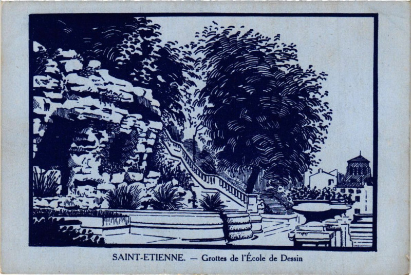 Carte postale ancienne Saint-Etienne - Grottes de l'Ecole de Dessin à Saint-Étienne