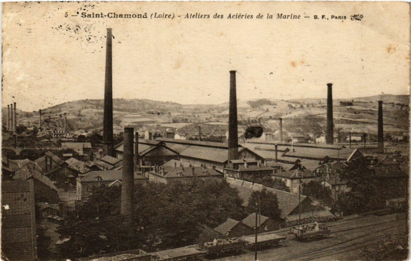 Carte postale ancienne Saint-Chamond - Ateliers des Aciéries de la Marine à Saint-Chamond