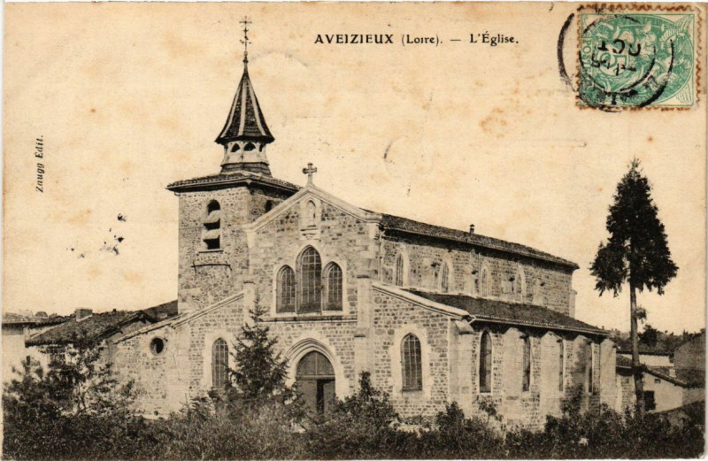 Carte postale ancienne Aveizieux - L'Eglise à Aveizieux