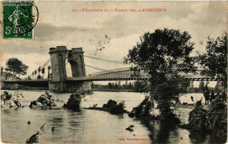 Carte postale ancienne L'Inondation de17 Octobre 1907 a Andrezieux