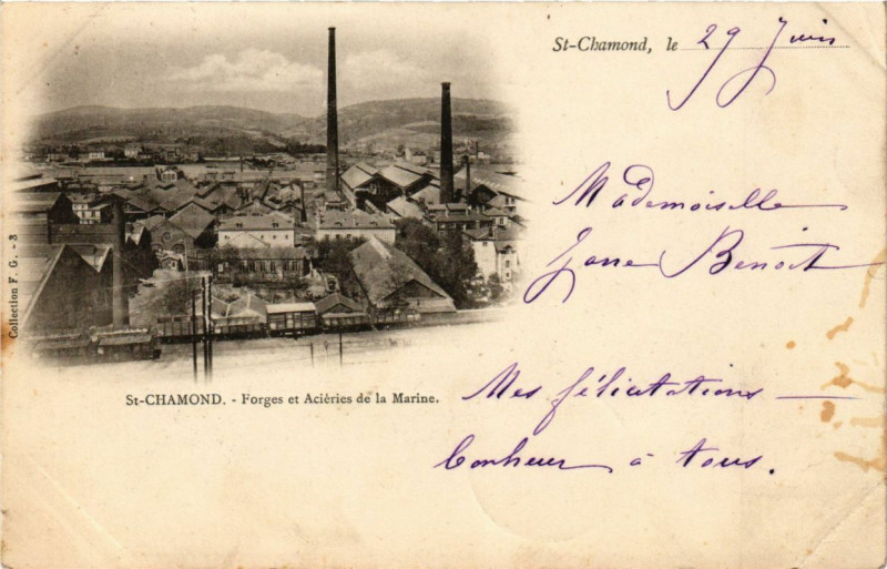 Carte postale ancienne Saint-Chamond - Forges et Achiéries de la Marine à Saint-Chamond