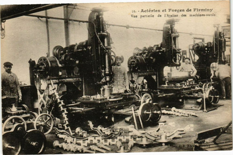Carte postale ancienne Aciéries et Forges de Firminy - Atelier des machines à Firminy