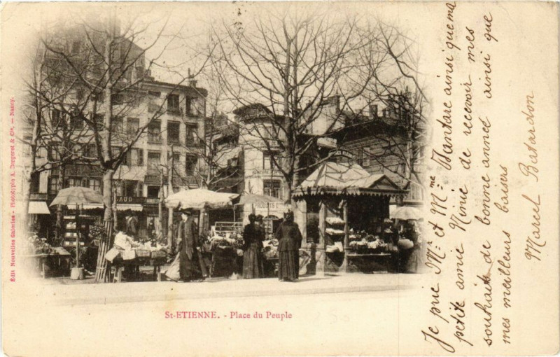 Carte postale ancienne Saint-Etienne - Place du Peuple à Saint-Étienne