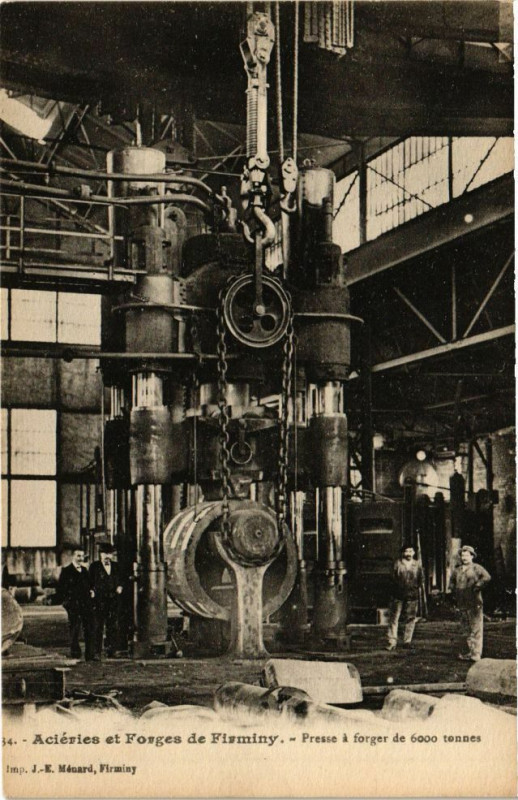 Carte postale ancienne Acieries et Forges de Firminy - Presse a forger de 6000 tonnes à Firminy