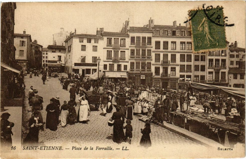 Carte postale ancienne Saint-Etienne - Place de la Ferraille à Saint-Étienne
