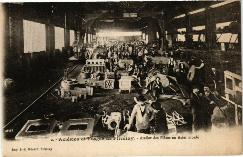 Carte postale ancienne Acieries et Forges de Firminy - Atelier des Pieces en Acier moulé à Firminy