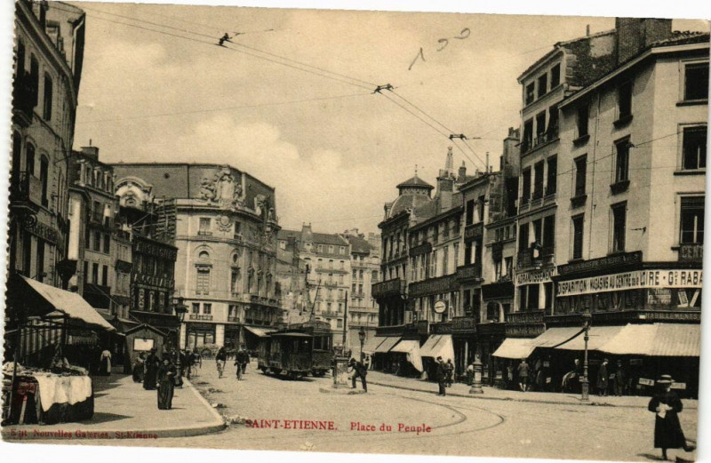 Carte postale ancienne Saint-Etienne-Place du Peuple