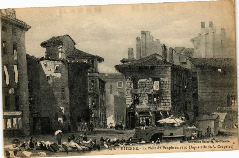 Carte postale ancienne Saint-Etienne-La Place du Peuple