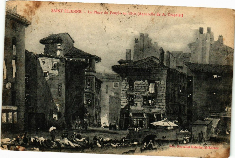 Carte postale ancienne Saint-Etienne-La Place du Peuple