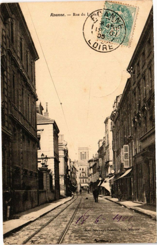 Carte postale ancienne Roanne - Rue du Lycée à Roanne