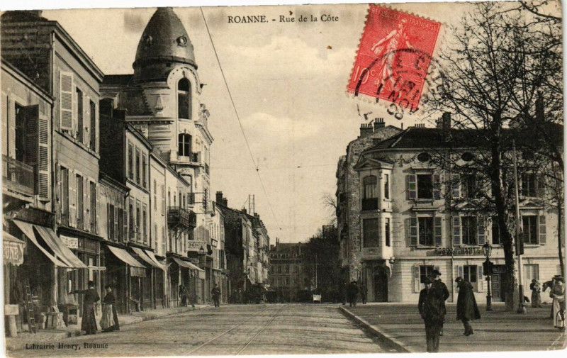 Carte postale ancienne Roanne - Rue de la Cote à Roanne