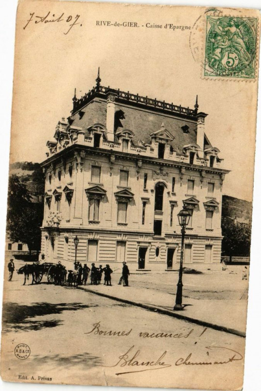 Carte postale ancienne Rive-de-Gier-Caisse d'Epargne à Rive-de-Gier