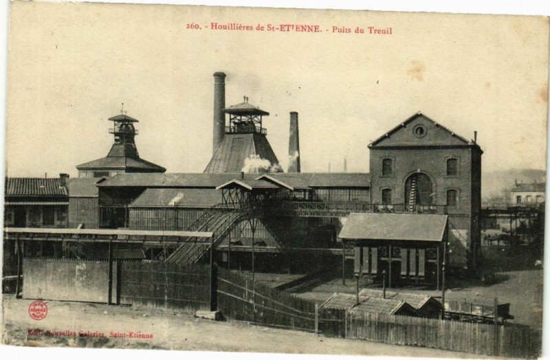Carte postale ancienne Houillieres de Saint-Etienne-Puits du Treuil