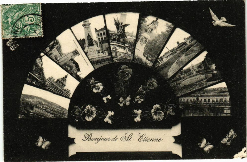 Carte postale ancienne Bonjour de Saint-Etienne