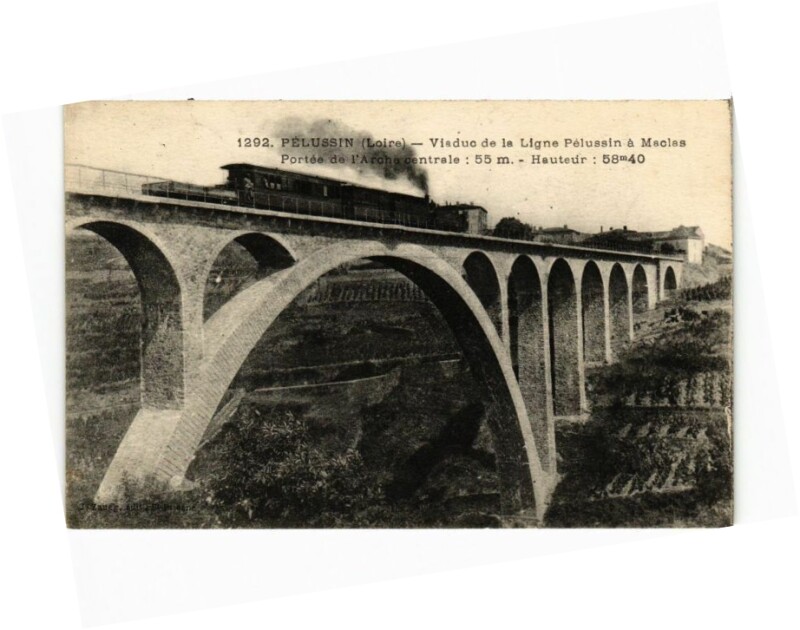 Carte postale ancienne Pelussin - Viaduc de la Ligne Pelussin a Maolas - Portée . à Pélussin