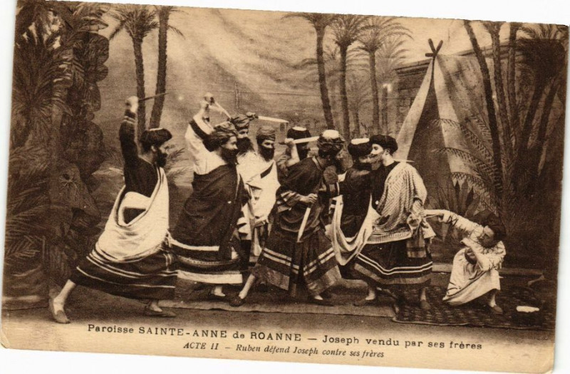 Carte postale ancienne Paroisse Ste-Anne de Roanne - Joseph vendu par ses fréres .. à Roanne