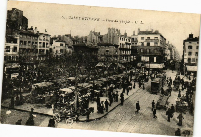 Carte postale ancienne Saint-Etienne - Place du Peuple à Saint-Étienne