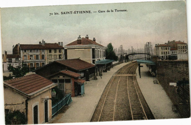 Carte postale ancienne Saint-Etienne - Gare de la Terrasse à Saint-Étienne