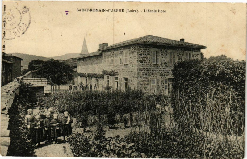 Carte postale ancienne Saint-Romain-d'Urphé - L'Ecole libre