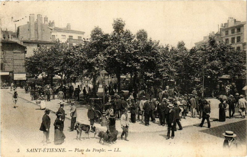 Carte postale ancienne Saint-Etienne - Place du Peuple à Saint-Étienne