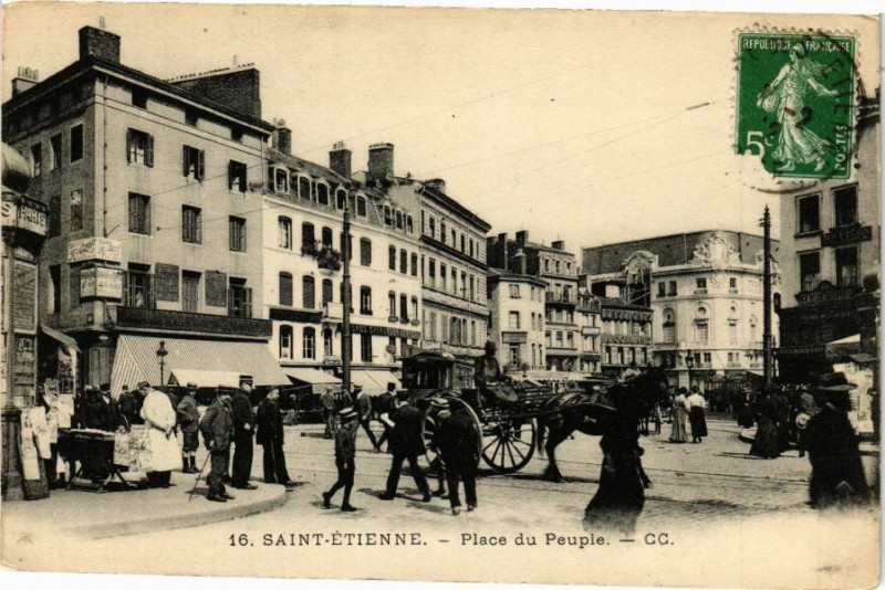 Carte postale ancienne Saint-Etienne - Place du Peuple à Saint-Étienne