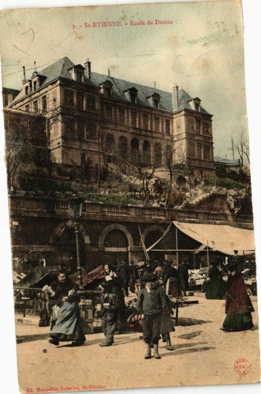 Carte postale ancienne Saint-Etienne - Ecole de Dessin à Saint-Étienne