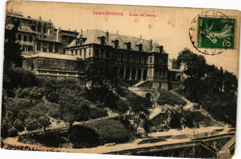Carte postale ancienne Saint-Etienne - Ecole de Dessin à Saint-Étienne