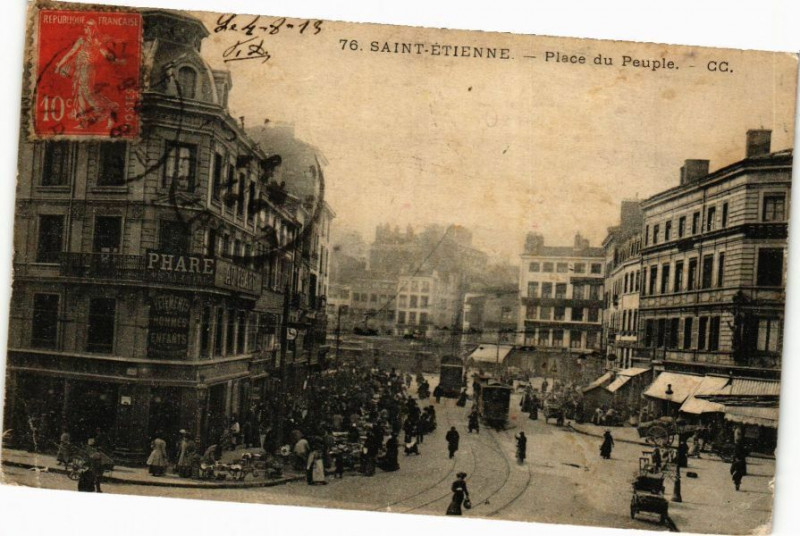 Carte postale ancienne Saint-Etienne - Place du Peuple à Saint-Étienne