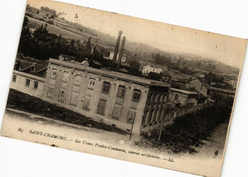 Carte postale ancienne Saint-Chamond - Les Usines Predon-Condamin soieries artifechelles à Saint-Chamond