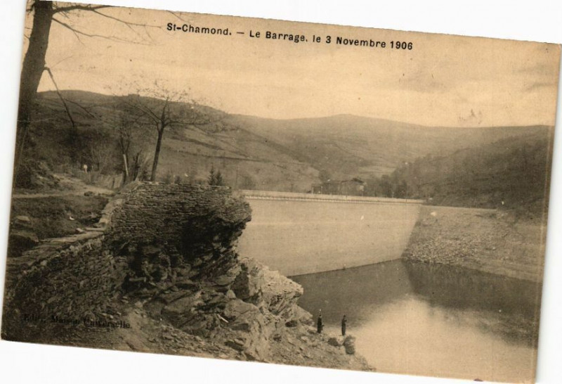 Carte postale ancienne Saint-Chamond - Le Barrage le 3 Novembre 1906 à Saint-Chamond