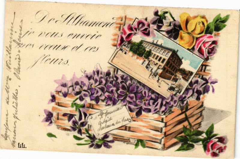 Carte postale ancienne De Saint-Chamond je vous envoie mes voeur et ces fleurs à Saint-Chamond