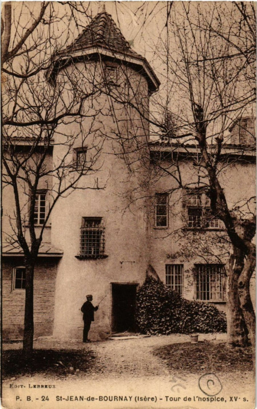 Carte postale ancienne Saint-Jean-de-Bournay - Tour de l'hospice à Saint-Jean-de-Bournay