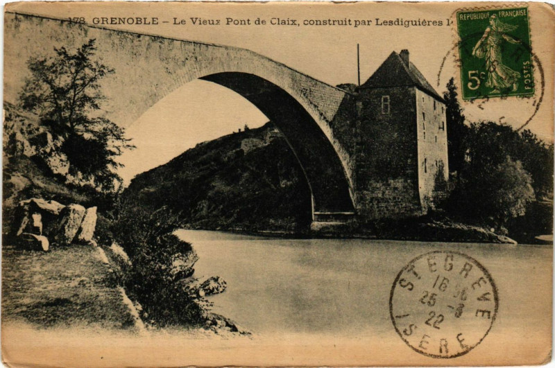 Carte postale ancienne Claix - Grenoble - Le Vieux Pont de Claix à Claix