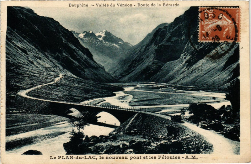 Carte postale ancienne Le Plan-du-Lac - Le Nouveau Pont et les Fetoules à Plan