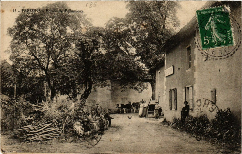 Carte postale ancienne Pressins - Entrée de Fallamieux à Pressins