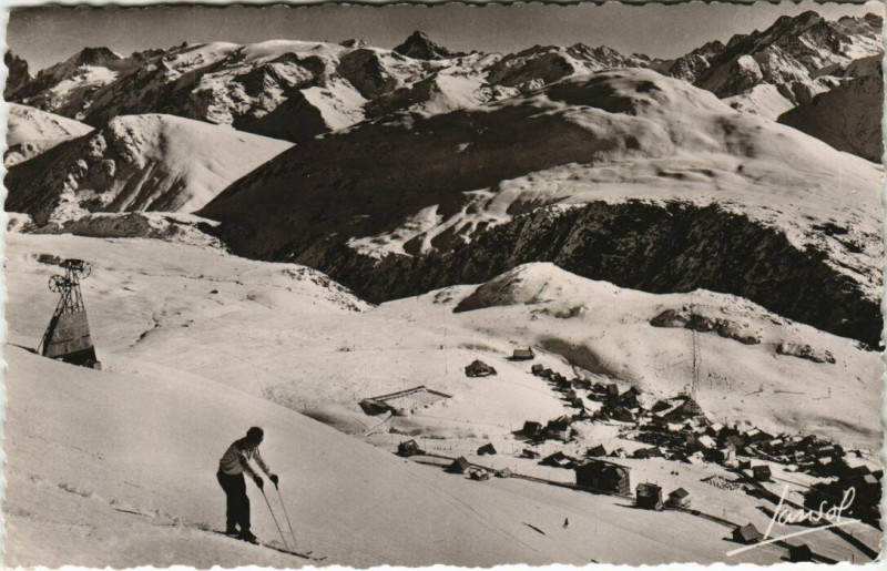 Carte postale ancienne L'Alpe D'Huez - 1850 m. Les pentes du Signal à Huez